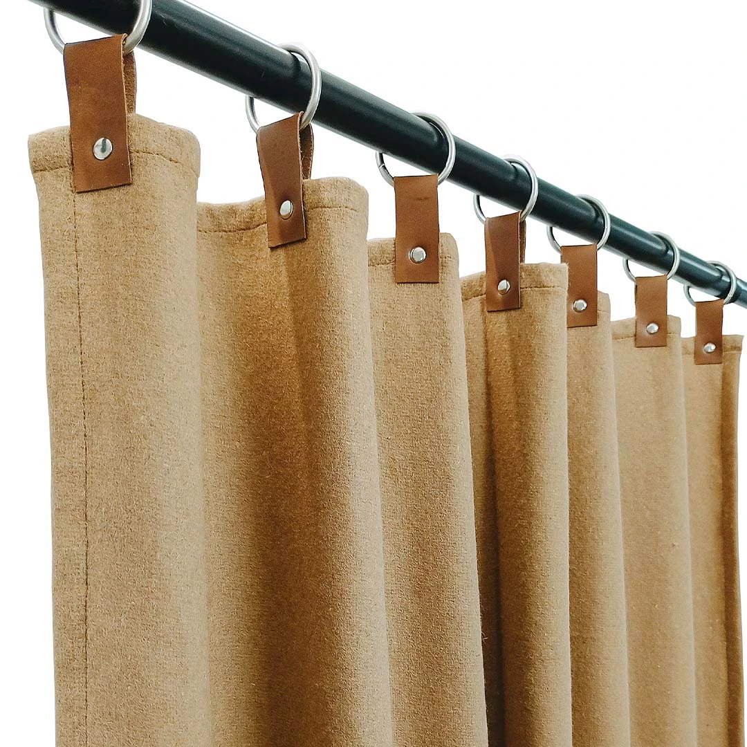 Leather Tab Curtains With Ring (Blackout)